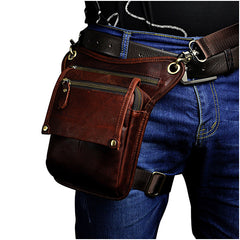 Leather Belt Pouch Mens Cases Waist Bag Hip Pack Belt Bag Fanny Pack Bumbag for Men