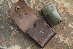 Cool Mens Leather Zippo Lighter Case with Loop Leather Zippo lighter Holder with Clip - iwalletsmen