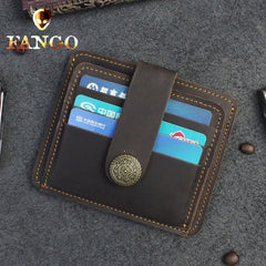 Handmade Leather Floral Mens Cool Front Pocket Wallet billfold Wallet Card Holder Small Card Slim Wallets for Men