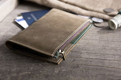 Handmade Leather Mens Travel Wallet Passport Leather Wallet billfold Long Wallets for Men