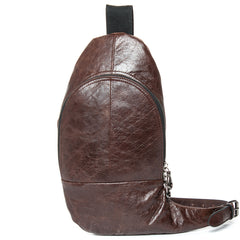Cool Brown Leather Mens  Sling Bags Brown Crossbody Pack Chest Bag for men - iwalletsmen