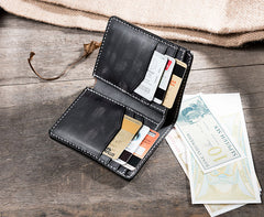 Handmade Leather Mens Cool Slim Leather Wallet Men Small Wallets Bifold for Men