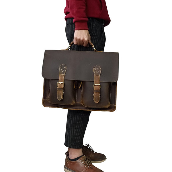 COOL LEATHER MENS Large BRIEFCASE BUSINESS BRIEFCASE VINTAGE SHOULDER BAG HANDBAGS FOR MEN - iwalletsmen