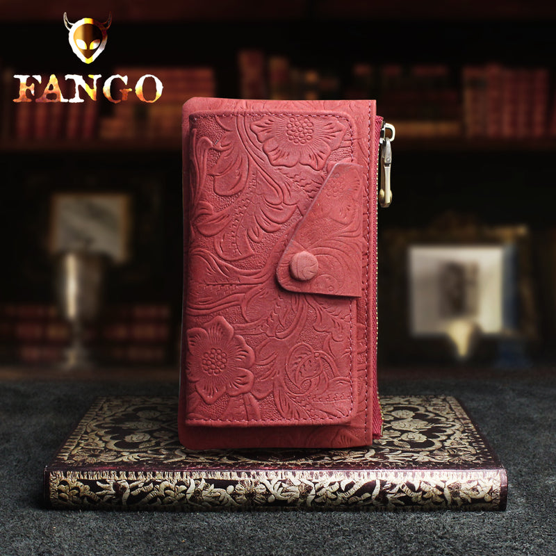 Handmade Leather Floral Mens Cool Key Wallet Wallet Card Holder Small Card Keychain Wallets for Men