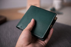 Handmade Leather Mens Cool Slim Leather Wallet Men Small Wallets Bifold for Men Women