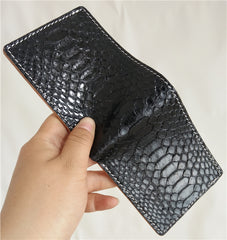 [On Sale] Cool Handmade Mens Billfold Wallet Black Snake Skin Small Wallet Slim Wallet billfold Wallet - iwalletsmen