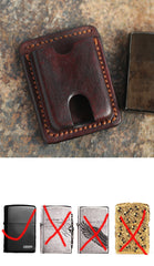 Cool Mens Leather Prajna Zippo Lighter Cases with Loop Zippo lighter Holder with clips - iwalletsmen