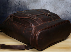 Genuine Leather Mens Cool Backpack Sling Bag Large Black Travel Bag Hiking Bag for men