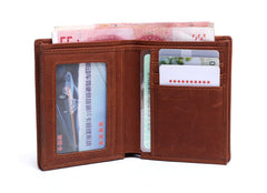 Genuine Leather Mens Cool Slim Leather Wallet Men Small Wallets Bifold for Men