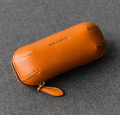 Cool Leather Mens Leather Tobacco Pipe Case Zipper Tobacco Pipe Case for Men - iwalletsmen