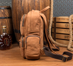 Cool Khaki Mens Leather 13inches Computer Backpack Camel Travel Backpack School Backpack for men - iwalletsmen
