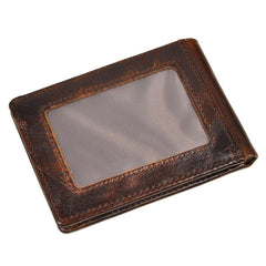 Handmade Leather Mens Cool Slim Leather Wallet Card Wallet Holders Men Small Wallets Bifold for Men