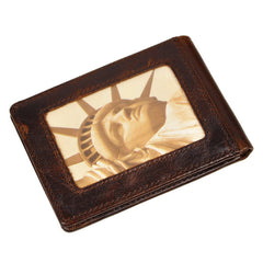 Handmade Leather Mens Cool Slim Leather Wallet Card Wallet Holders Men Small Wallets Bifold for Men