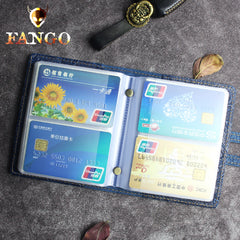 Handmade Leather Floral Mens Cool billfold Wallet Card Holder Small Card Slim Wallets for Men