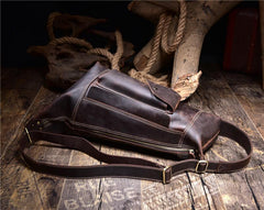 Leather Sling Bag for Men Vintage Chest Crossbody Bag For Mens - iwalletsmen