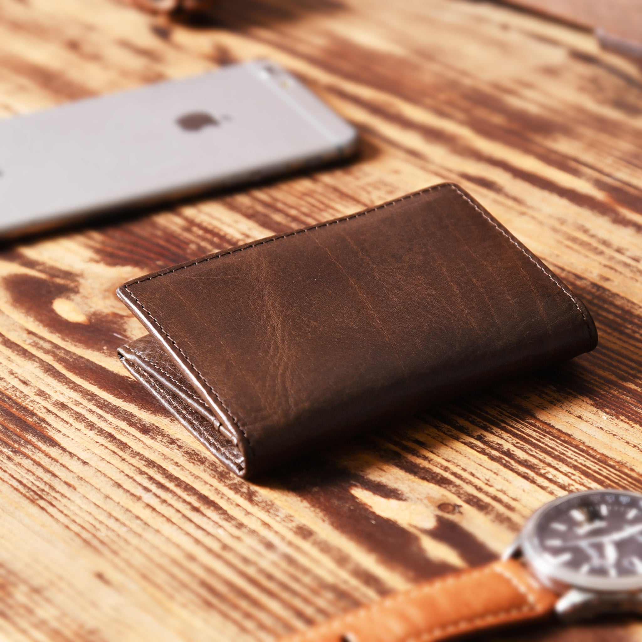 Handmade Leather Mens Cool Slim Leather Wallet Men Small Wallets Bifold for Men - iwalletsmen