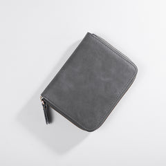 Handmade Leather Mens Cool Slim Leather Zipper Wallet Men Small Wallets Bifold for Men