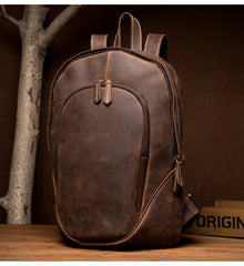Brown Casual Mens Leather 15-inch Large Laptop Backpacks Brown Travel Backpacks School Backpacks for men - iwalletsmen