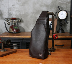 Leather Mens Sling Bag Sling Shoulder Bag Sling Backpack for men - iwalletsmen
