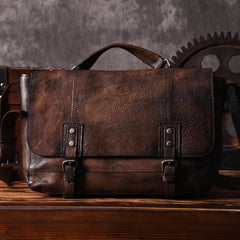 Handmade Leather Mens Cool Messenger Bag Briefcase Work Bag Business Bag for men