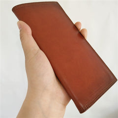[On Sale] Handmade Vintage Mens Leather Long Wallets Cool Long Wallet for Men - iwalletsmen