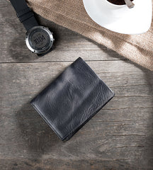 Handmade Leather Mens Cool Slim Leather Wallet Men Small Wallets Bifold for Men