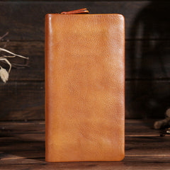 Handmade Leather Mens Clutch Wallet Cool Leather Wallet Long Phone Wallets for Men