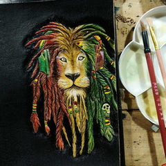 Handmade Leather Lion Tooled Mens Long Wallet Cool Leather Wallet Clutch Wallet for Men