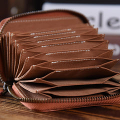 Handmade Mens Cool billfold Leather Wallet Men Small Card Wallets Zipper for Men