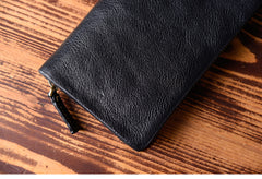 Genuine Leather Mens Cool Long Leather Wallet Bifold Clutch Wallet for Men