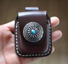 Mens Leather Zippo Lighter Pouch with Loop Cool Zippo lighter case with Clip - iwalletsmen