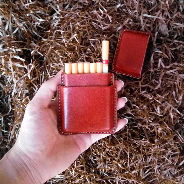 Leather Mens 14pcs Cigarette Holder Case Cool Custom Cigarette Case for Men - iwalletsmen