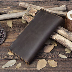 Handmade Leather Mens Cool Long Leather Wallet Passport Wallet Travel Wallet for Men