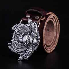 Handmade Genuine Leather Punk Rock Western Country Skull Mens Cool Men Biker Trucker Leather Belt