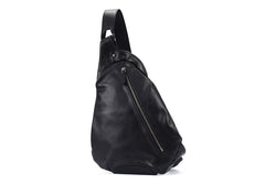 Black Leather Mens Sling Bag Sling Shoulder Bag Sling Backpack for men - iwalletsmen