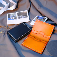 Handmade Leather Mens Cool Slim Front Pocket Card Wallet Leather Wallet Men Small Wallets  for Men