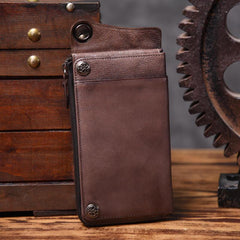Handmade Mens Cool Long Leather Chain Wallet Cards Biker Trucker Wristlet Wallet - iwalletsmen