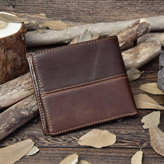 Handmade Leather Mens Cool Slim Leather Wallet Card Wallet Holders Men Small Wallets Bifold for Men