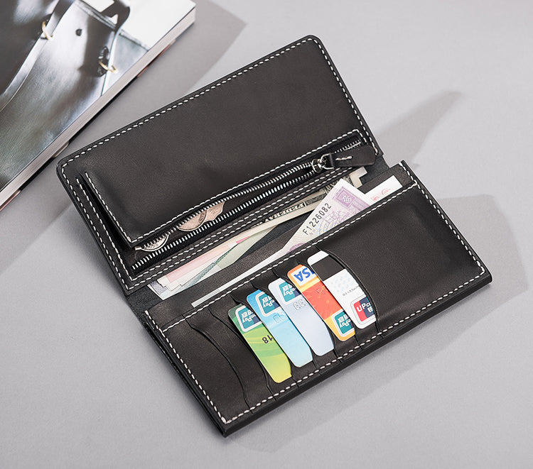 Handmade Leather Mens Clutch Wallet Cool Leather Wallet Long Phone Wal ...
