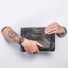 Genuine Leather Mens Clutch Cool Slim Wallet Zipper Clutch Wristlet Wallet for Men - iwalletsmen