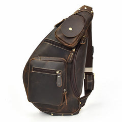 Cool Leather Chest Bag Sling CrossBody Bag Sling Travel Bag Sling Hiking Bag For Men - iwalletsmen