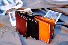 Handmade Leather Mens Cool Slim Front Pocket Card Wallet Leather Wallet Men Small Wallets  for Men