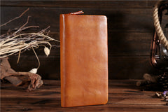 Handmade Leather Mens Clutch Wallet Cool Leather Wallet Long Phone Wallets for Men