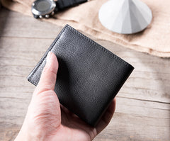 Handmade Leather Mens Cool Slim Leather Wallet Men Small Wallets Bifold for Men