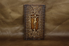 Handmade Leather Tooled Christian Jesus Mose Notebook Journal Travel Book Diary