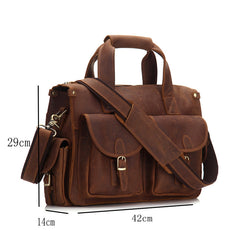 Genuine Leather Mens Cool Messenger Bag Work Bag Satchel Bag Briefcase Bag for men