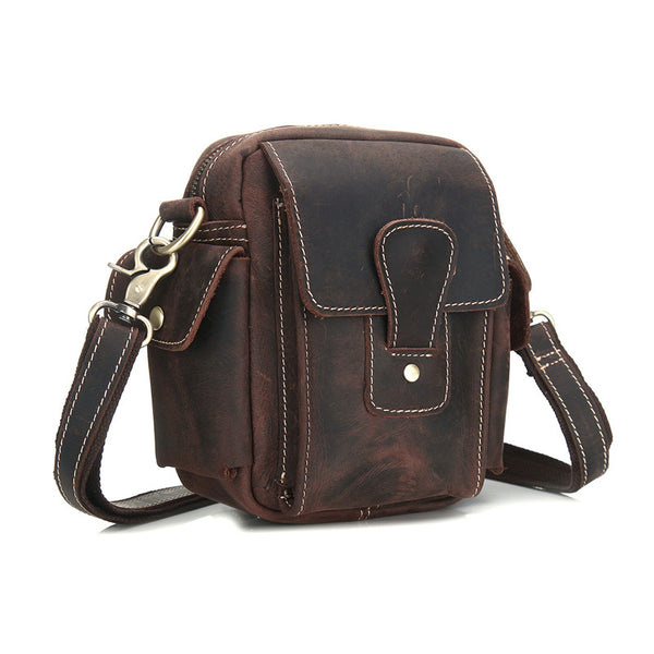 Cool Leather Mens Camera Bag Small Shoulder Bag Crossbody Bag For Men - iwalletsmen
