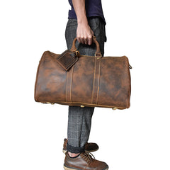 Genuine Leather Mens Cool Weekender Bag Travel Bag Duffle Bags Overnight Bag Holdall Bag for men