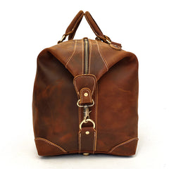 Cool Dark Brown Leather Mens Barrel Overnight BagsWeekender Bags Travel Bag For Men - iwalletsmen