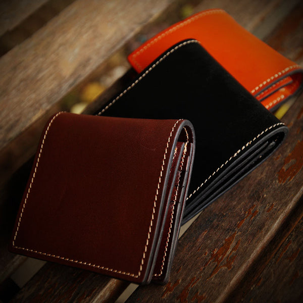 Handmade Leather Mens billfold Wallet Cool Slim Wallet Biker Wallet for Men